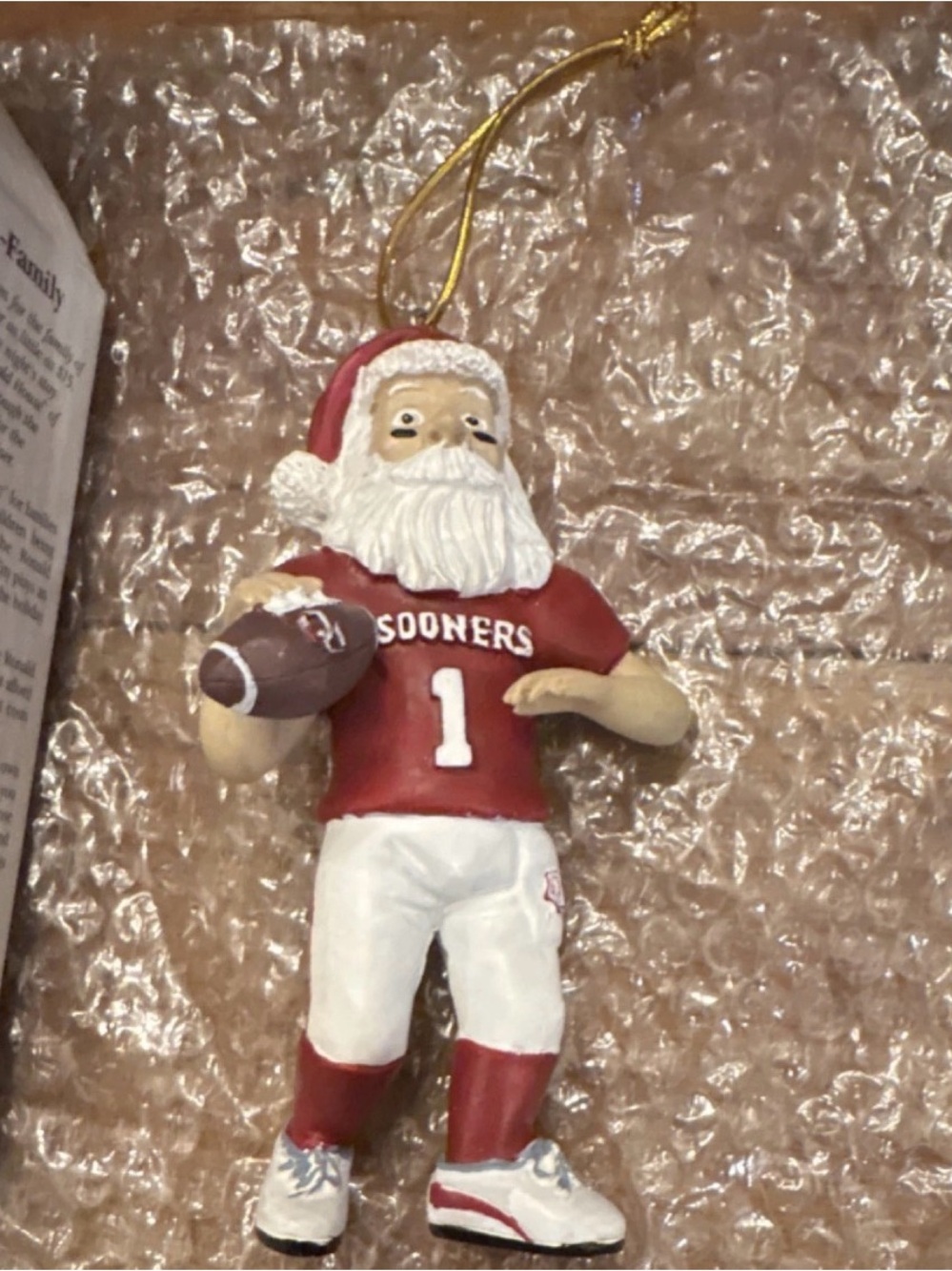 2002 OU Sooners Santa Football Christmas Ornament Original Box